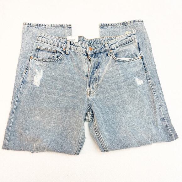 & Denim 90's Boyfriend Jeans High Waist Light Wash Denim Size 12 NWT - Picture 4 of 8